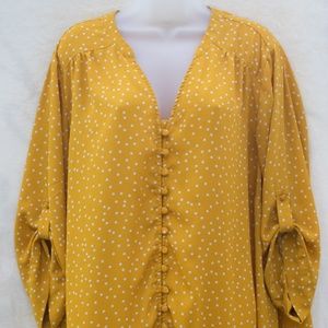 Adorable Yellow w/ Cream Colored Polka Dot Blouse